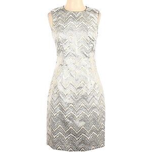 Trina Turk Dress Brocade Creamy White Gold Silver Sheath Size 2 Size XS